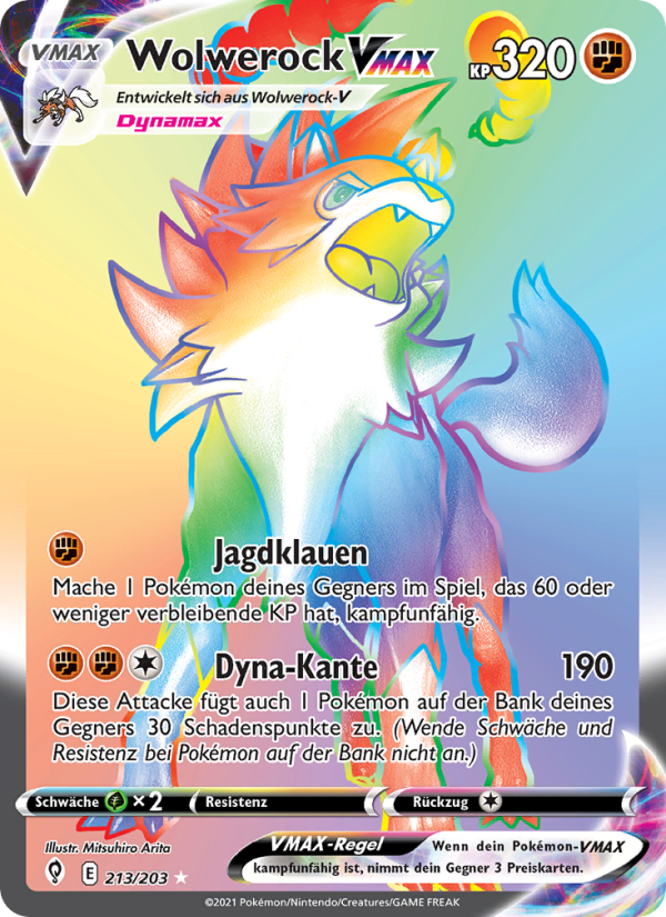 Wolwerock VMAX 213 — Drachenwandel (German Pokémon TCG card)