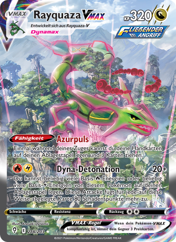 Rayquaza VMAX 218 — Drachenwandel (German Pokémon TCG card)