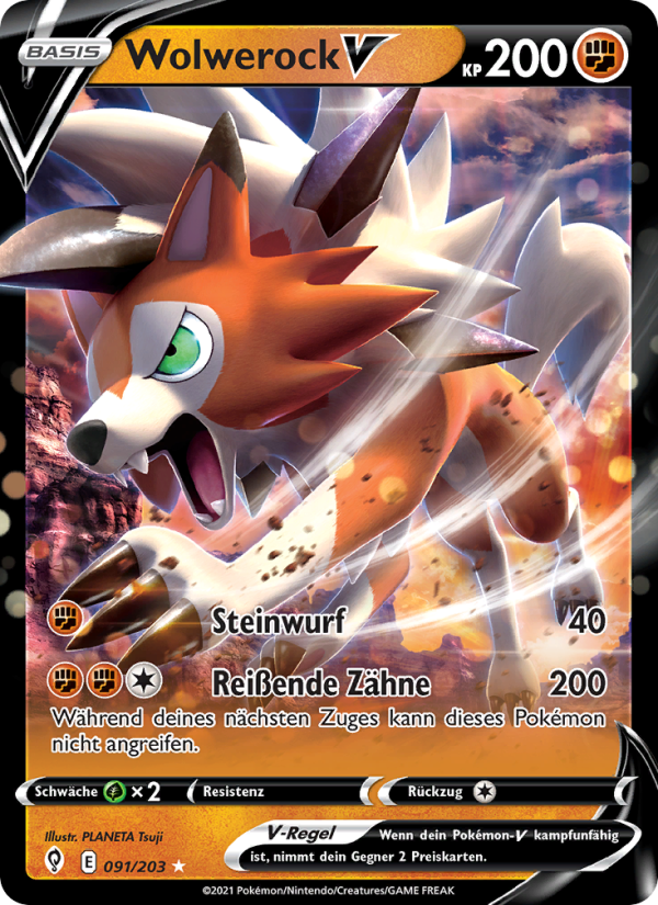 Wolwerock V 91 — Evolving Skies (German Pokémon TCG card)