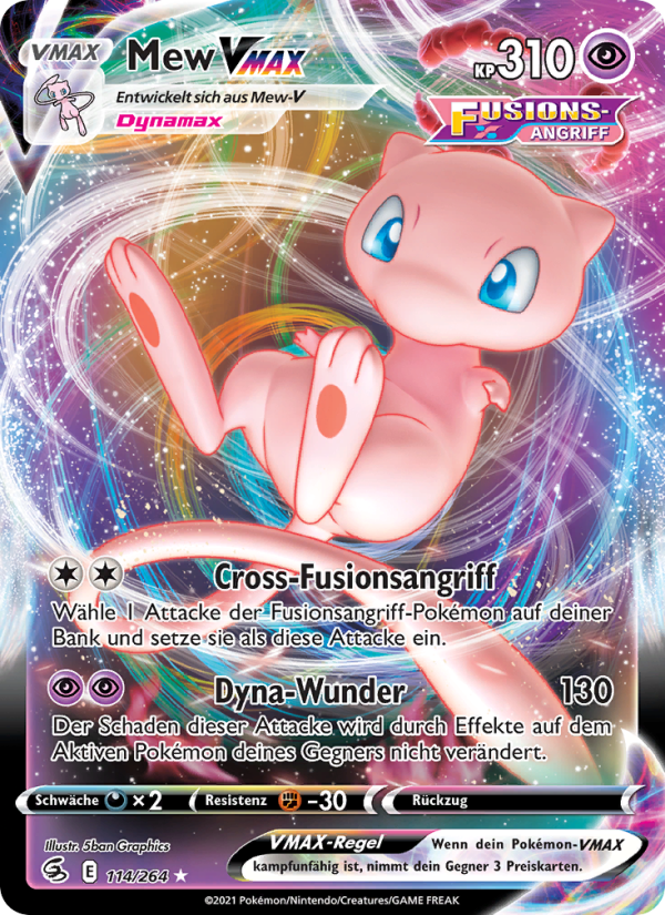 Mew VMAX 114 — Fusions Angriff (German Pokémon TCG card)