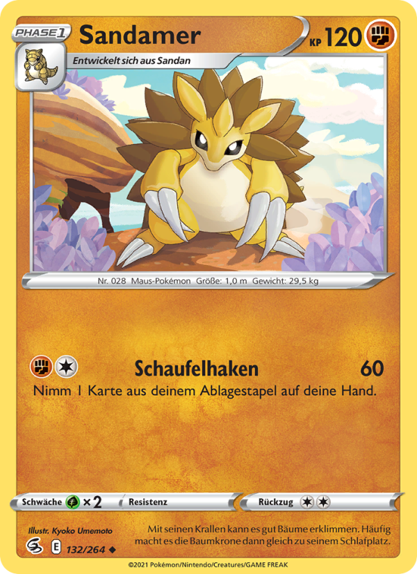 Sandamer 132 — Fusions Angriff (German Pokémon TCG card)
