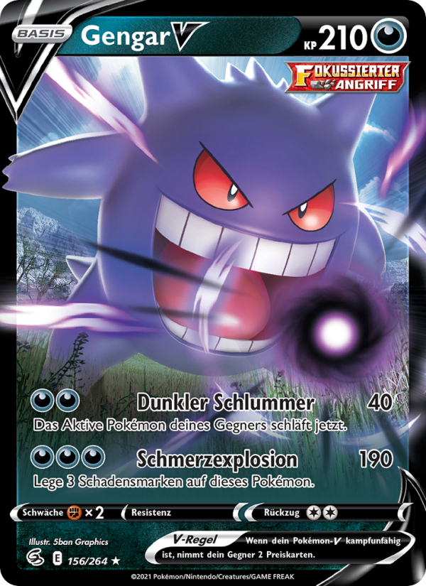 Gengar V 156 — Fusions Angriff (German Pokémon TCG card)