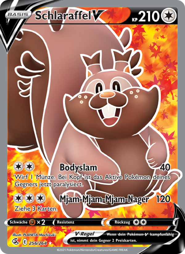 Schlaraffel V 256 — Fusions Angriff (German Pokémon TCG card)