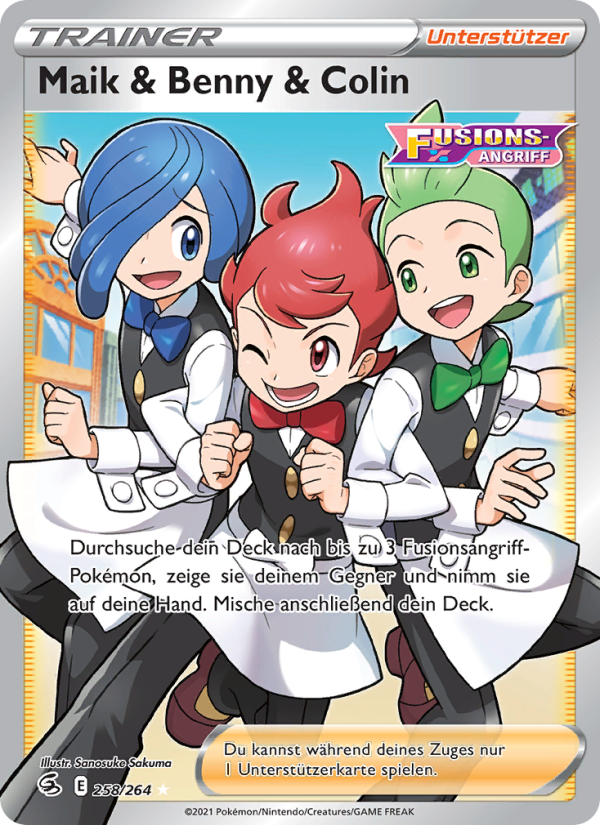 Maik & Benny & Colin 258 — Fusions Angriff (German Pokémon TCG card)