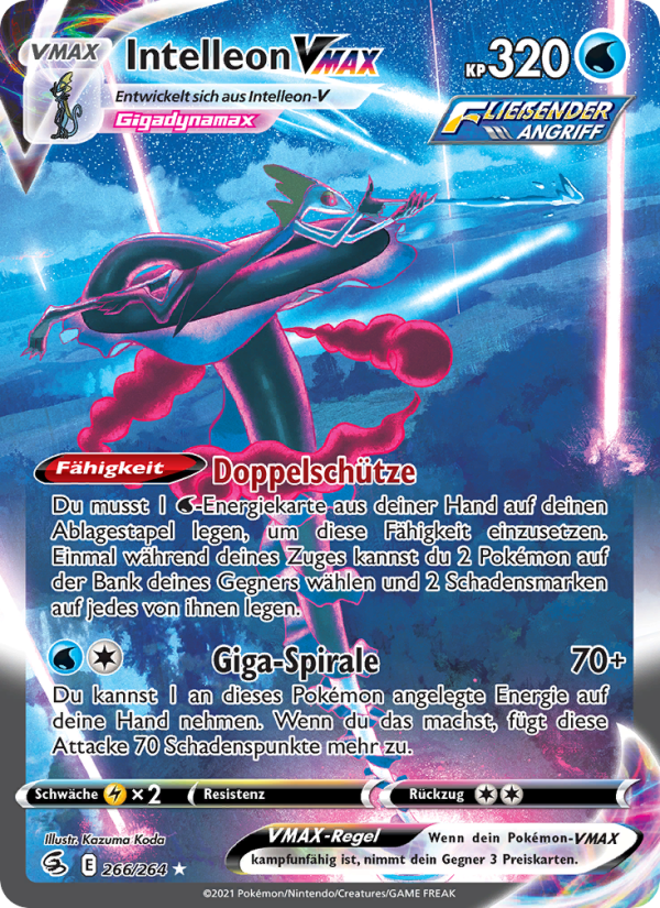 Intelleon VMAX 266 — Fusions Angriff (German Pokémon TCG card)