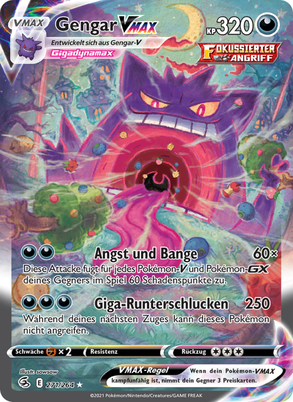 Gengar VMAX 271 — Fusions Angriff (German Pokémon TCG card)