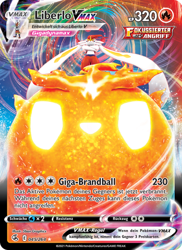 Liberlo VMAX 45 — Fusions Angriff (German Pokémon TCG card)
