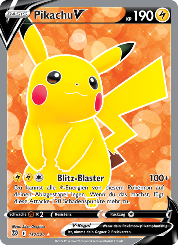 Pikachu V 157 — Strahlende Sterne (German Pokémon TCG card)
