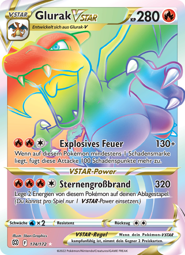 Glurak VSTAR 174 — Strahlende Sterne (German Pokémon TCG card)