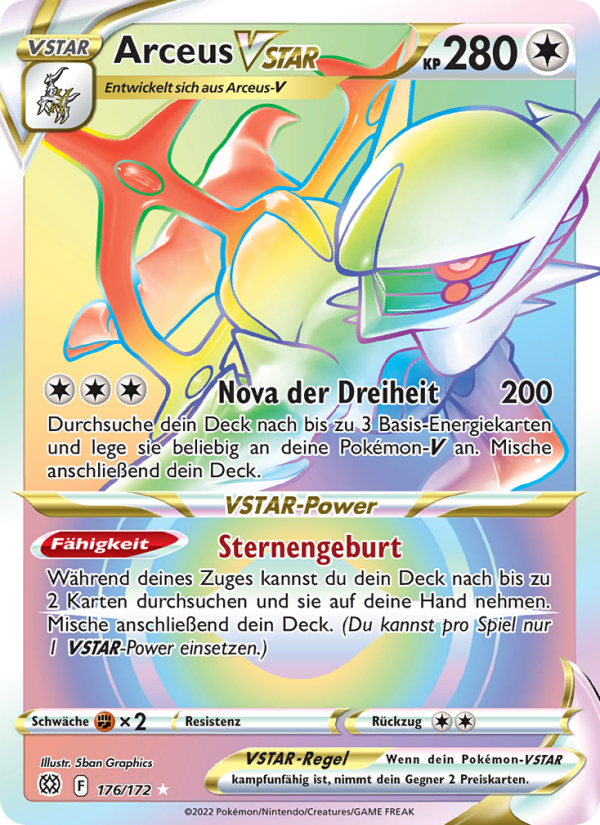 Arceus VSTAR 176 — Strahlende Sterne (German Pokémon TCG card)