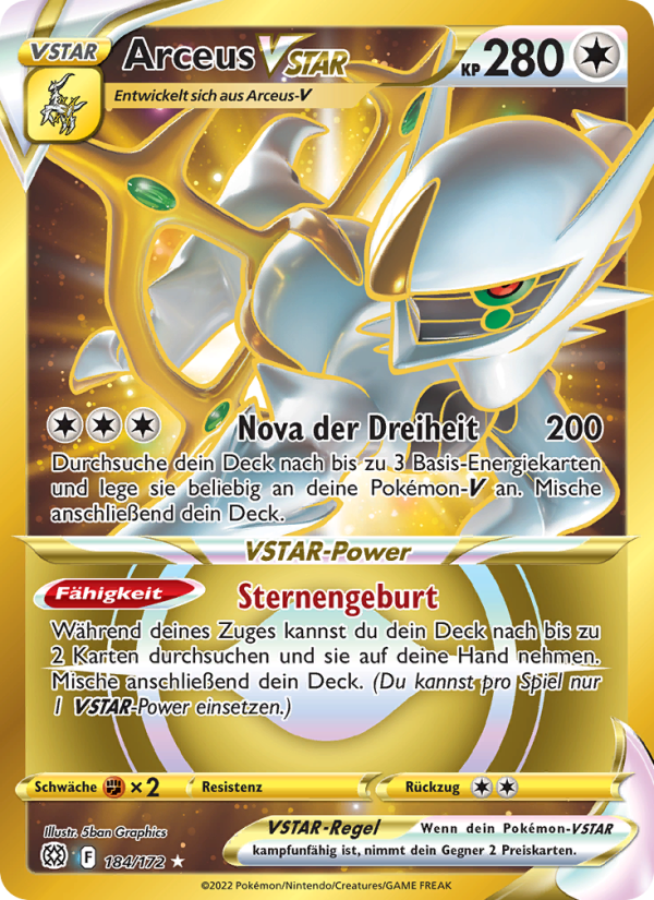 Arceus VSTAR 184 — Brilliant Stars (German Pokémon TCG card)