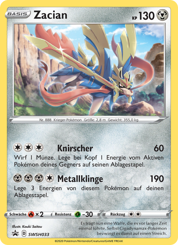 Zacian SWSH033 — SCSC Promokarten (German Pokémon TCG card)
