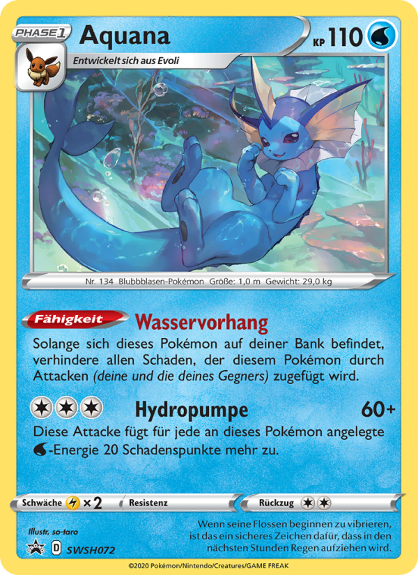 Aquana SWSH072 — SCSC Promokarten (German Pokémon TCG card)