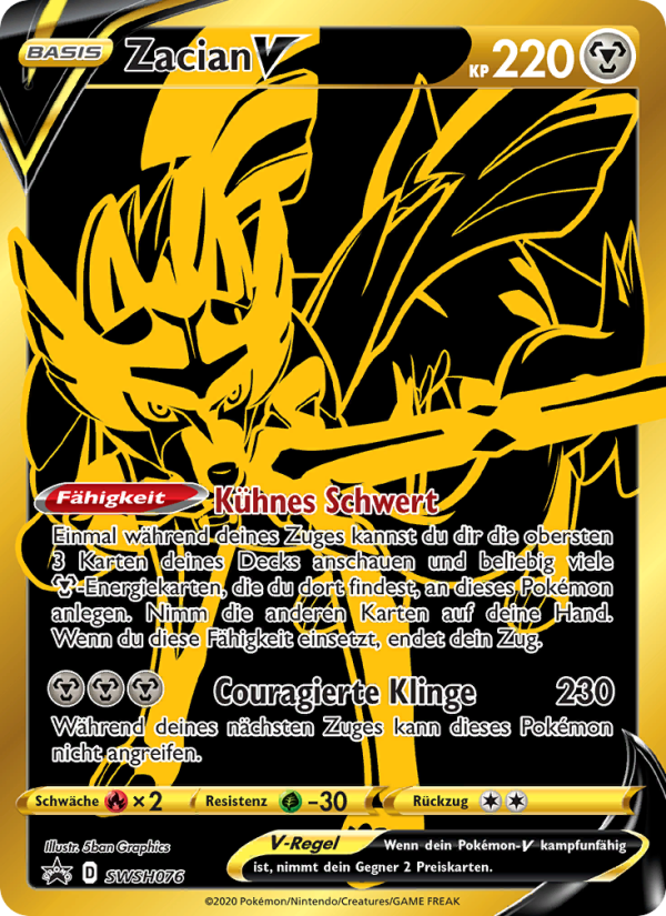 Zacian V SWSH076 — SCSC Promokarten (German Pokémon TCG card)
