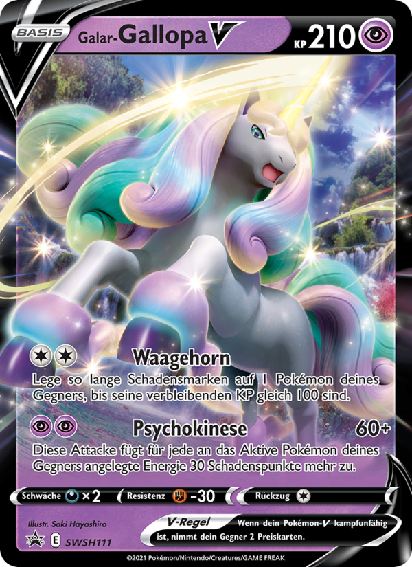 Galar-Gallopa V SWSH111 — SCSC Promokarten (German Pokémon TCG card)