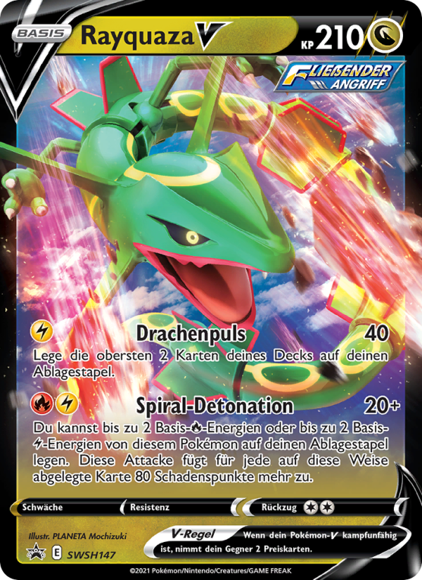 Rayquaza V SWSH147 — SCSC Promokarten (German Pokémon TCG card)