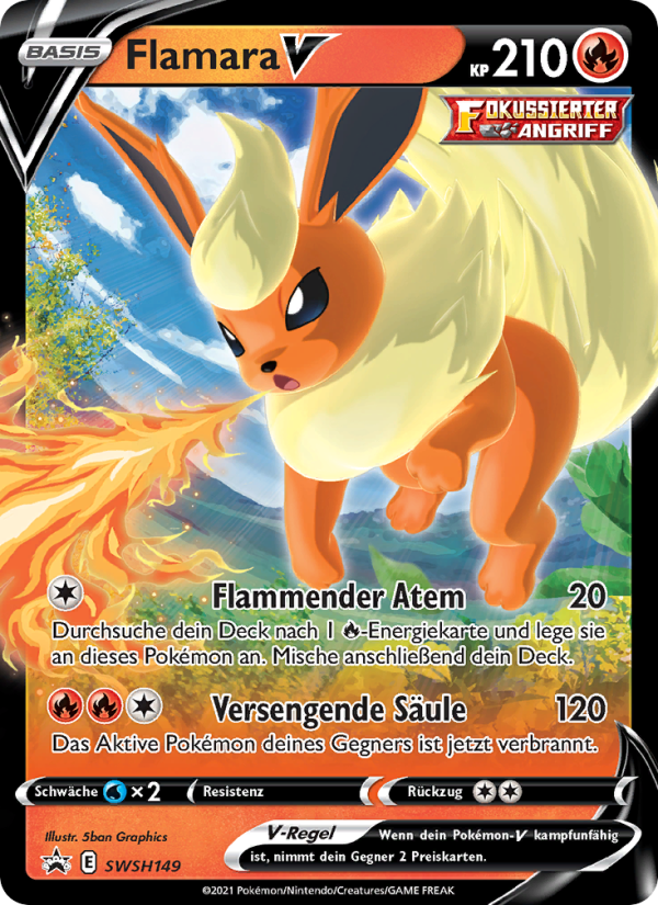 Flamara V SWSH149 — SCSC Promokarten (German Pokémon TCG card)
