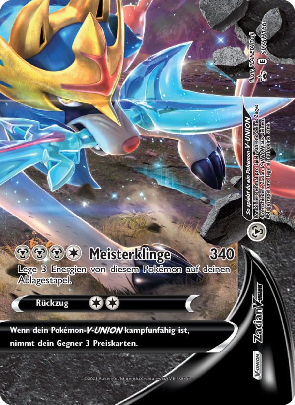 Zacian V-UNION SWSH166 — SCSC Promokarten (German Pokémon TCG card)