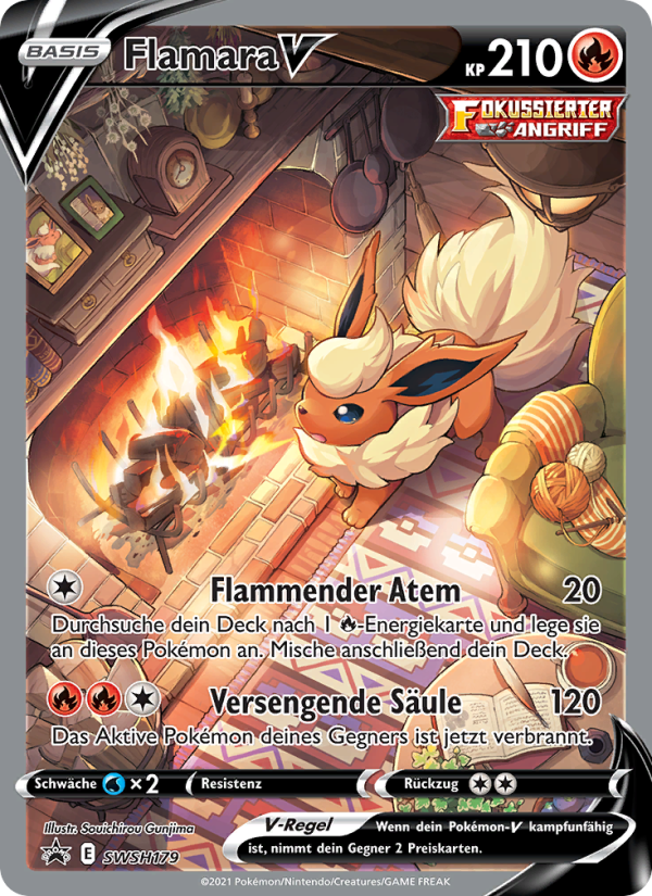 Flamara V SWSH179 — SCSC Promokarten (German Pokémon TCG card)