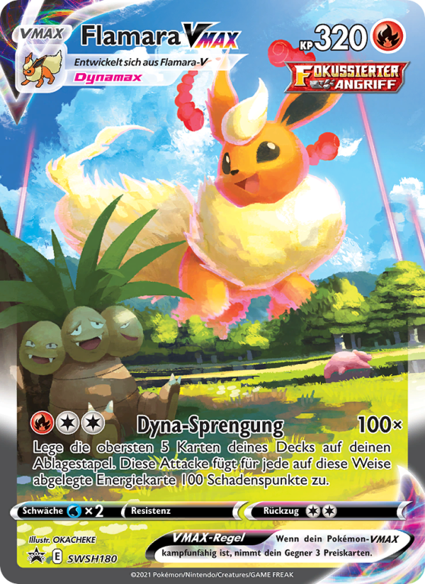 Flamara VMAX SWSH180 — SCSC Promokarten (German Pokémon TCG card)
