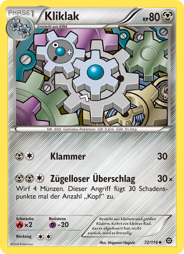 Kliklak 72 — Dampfkessel (German Pokémon TCG card)