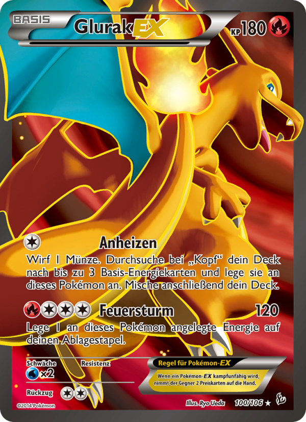 Glurak EX 100 — Flammenmeer (German Pokémon TCG card)