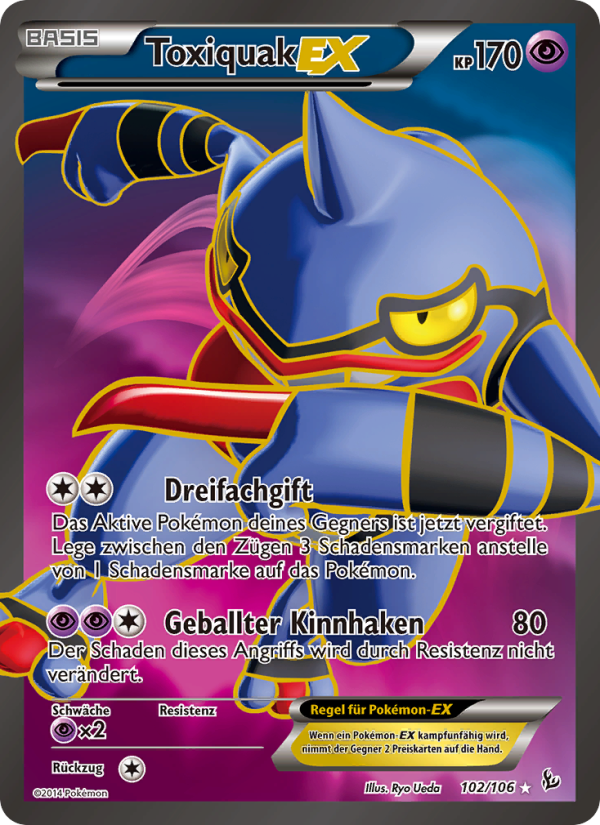 Toxiquak EX 102 — Flammenmeer (German Pokémon TCG card)