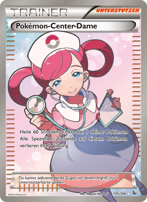 Pokémon-Center-Dame 105 — Flammenmeer (German Pokémon TCG card)