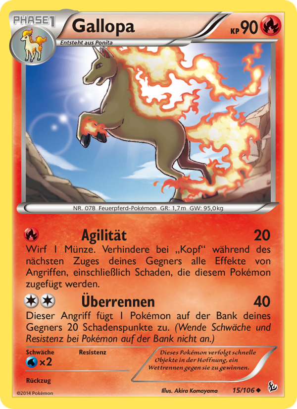 Gallopa 15 — Flashfire (German Pokémon TCG card)