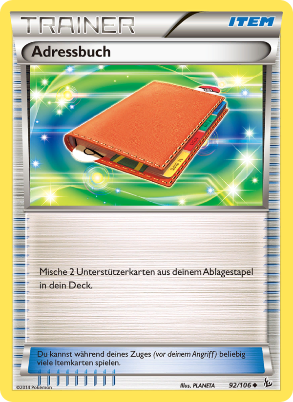 Adressbuch 92 — Flammenmeer (German Pokémon TCG card)