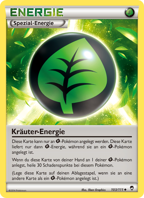 Kräuter-Energie 103 — Fliegende Fäuste (German Pokémon TCG card)