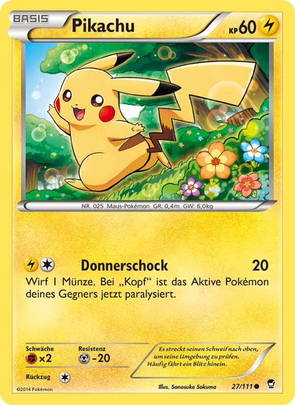 Pikachu 27 — Fliegende Fäuste (German Pokémon TCG card)
