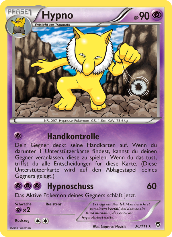 Hypno 36 — Fliegende Fäuste (German Pokémon TCG card)