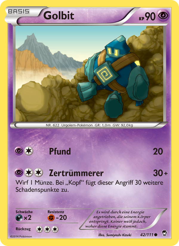 Golbit 42 — Furious Fists (German Pokémon TCG card)