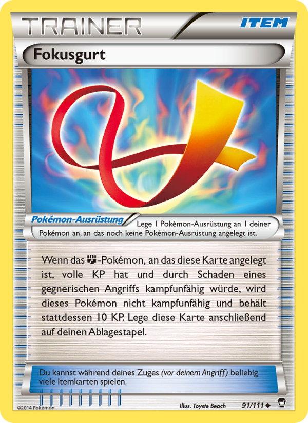 Fokusgurt 91 — Fliegende Fäuste (German Pokémon TCG card)
