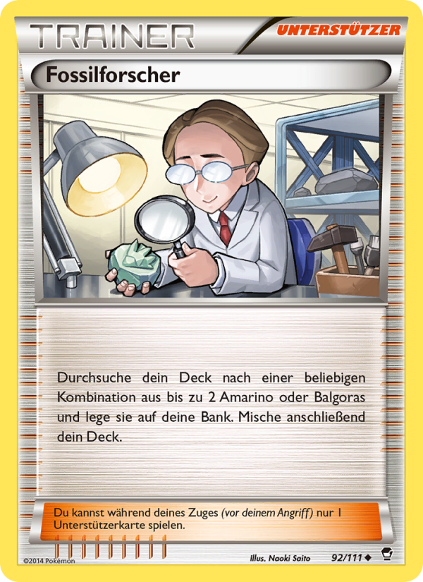 Fossilforscher 92 — Fliegende Fäuste (German Pokémon TCG card)