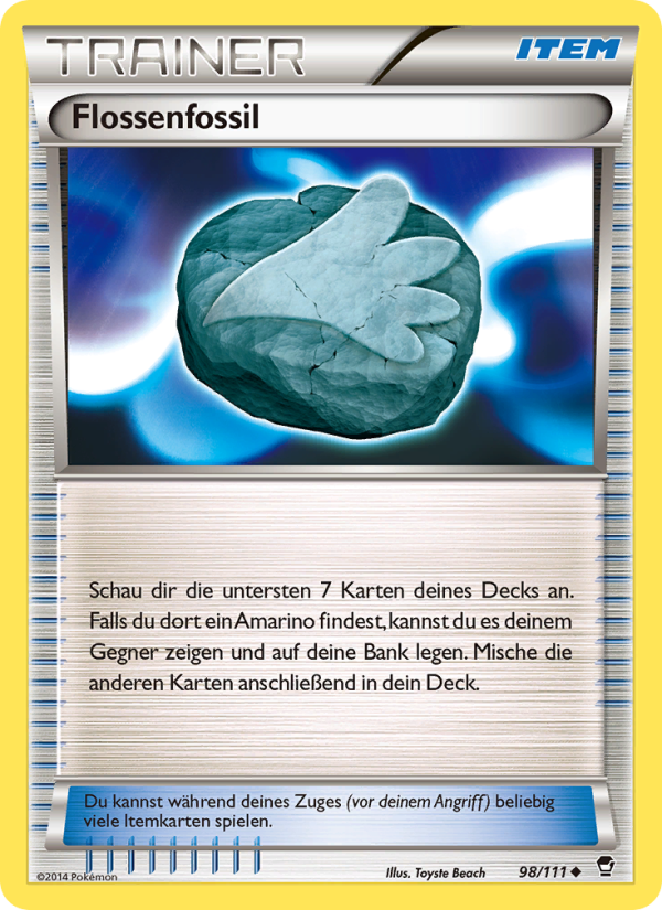 Flossenfossil 98 — Fliegende Fäuste (German Pokémon TCG card)