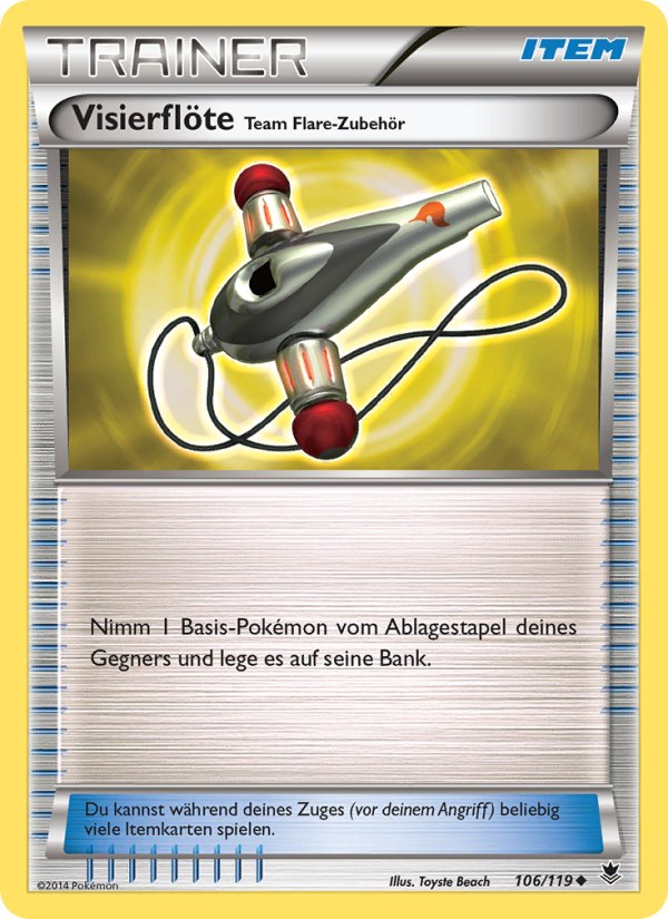 Visierflöte Team Flare-Zubehör 106 — Phantomkräfte (German Pokémon TCG card)