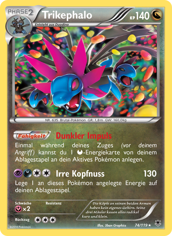 Trikephalo 74 — Phantomkräfte (German Pokémon TCG card)