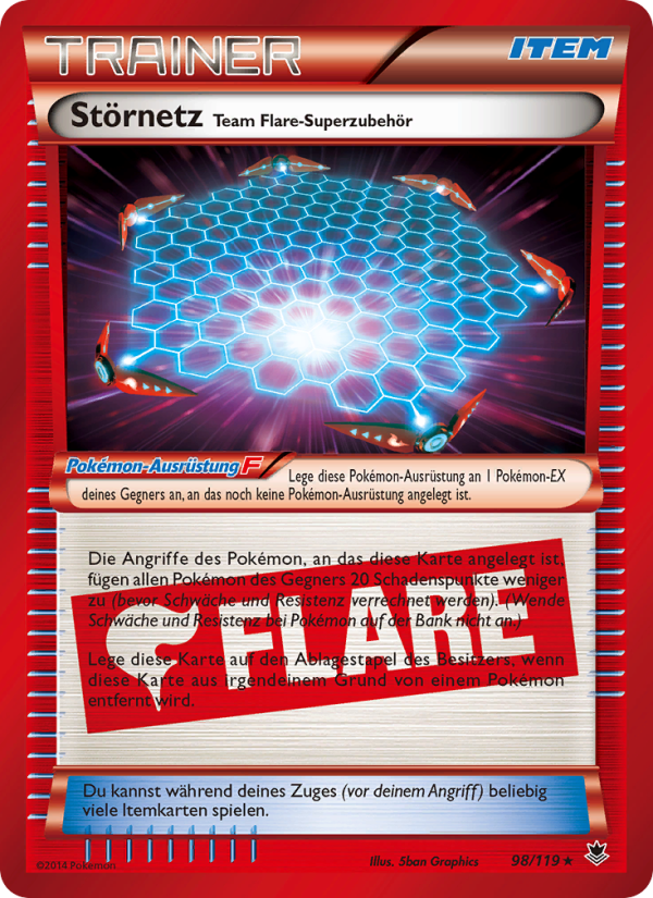 Störnetz Team Flare-Superzubehör 98 — Phantomkräfte (German Pokémon TCG card)