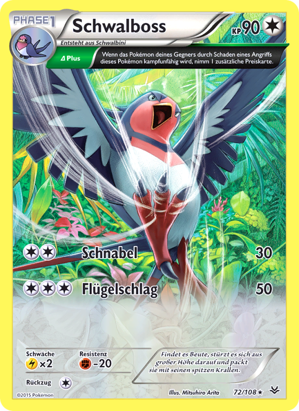 Schwalboss 72 — Drachenleuchten (German Pokémon TCG card)