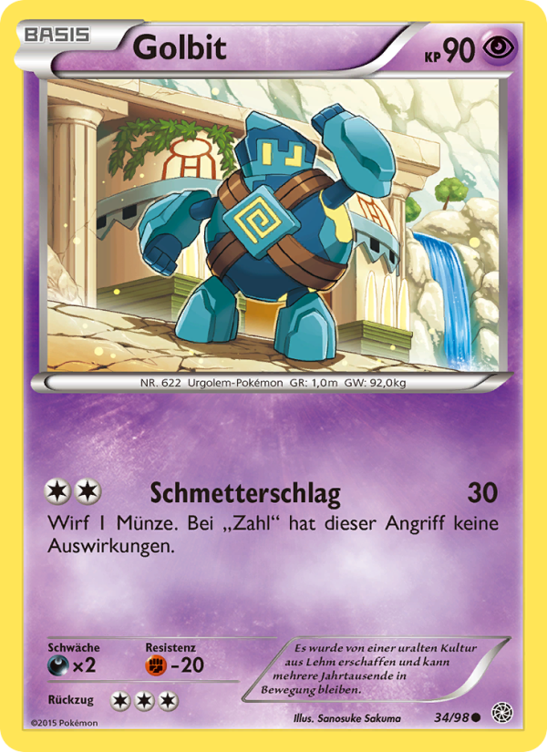 Golbit 34 — Ancient Origins (German Pokémon TCG card)