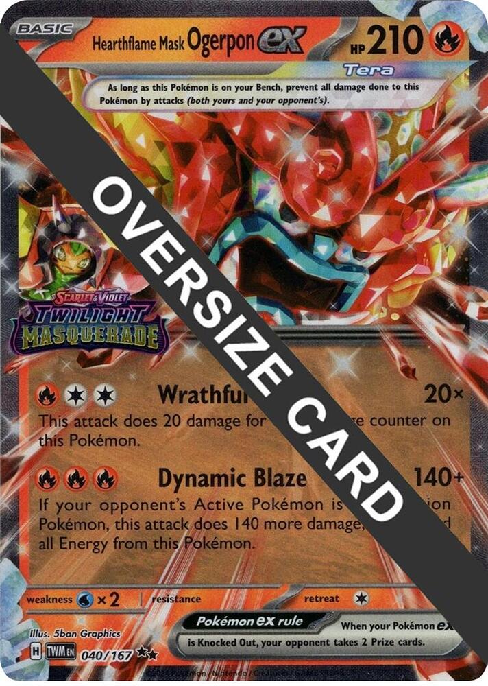 Hearthflame Mask Ogerpon ex (Twilight Masquerade Stamp) 040-167 — Jumbo Cards (English Pokémon TCG card)