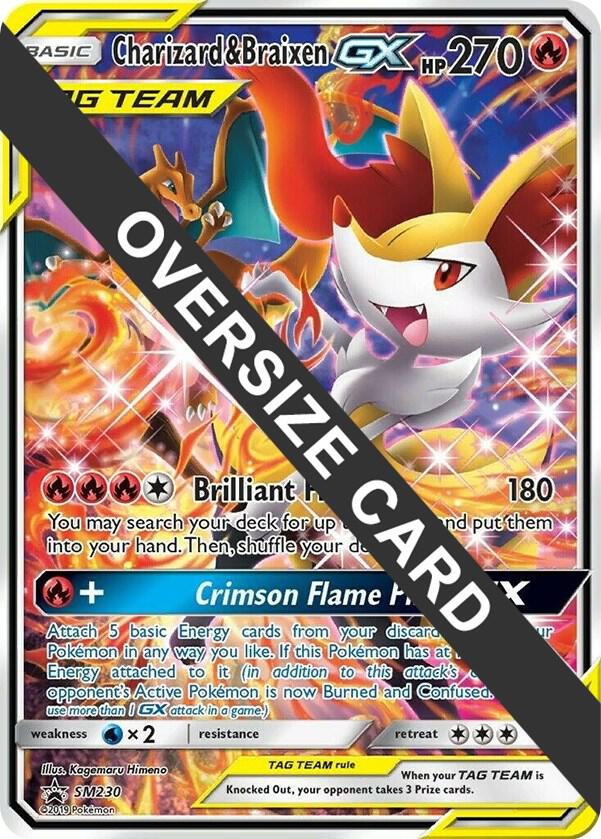 Charizard & Braixen GX - SM230 (SM Black Star Promo) SM230 — Jumbo Cards (English Pokémon TCG card)