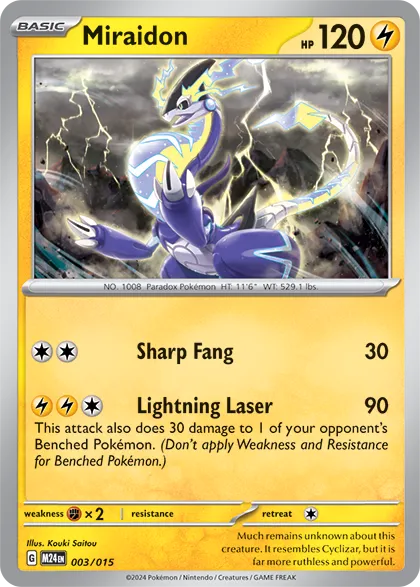 Miraidon 003/15 — McDonald's Dragon Discovery 2024 (English Pokémon TCG card)