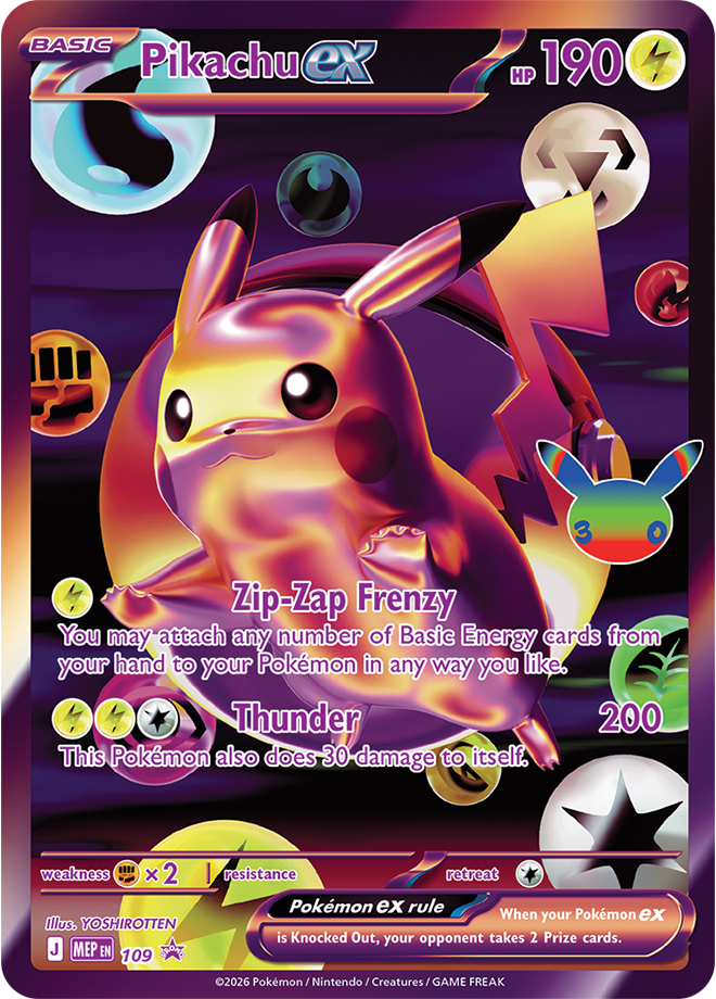 Pikachu ex 109 — 30th Celebration - PROMO (English Pokémon TCG card)