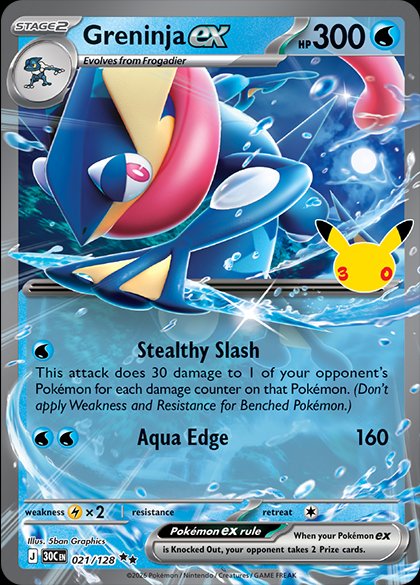 Greninja ex 021 — 30th Celebration (English Pokémon TCG card)