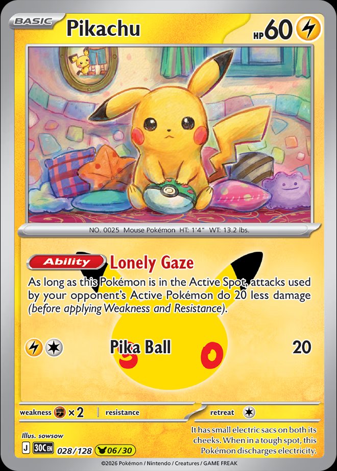 Pikachu 028 — 30th Celebration (English Pokémon TCG card)