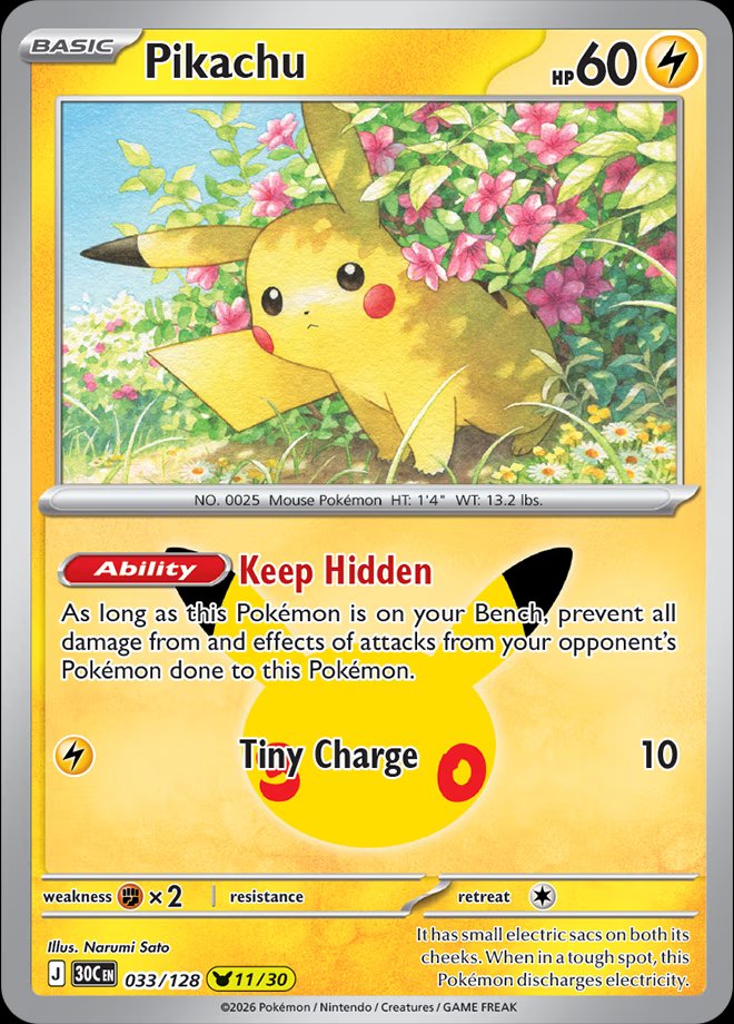Pikachu 033 — 30th Celebration (English Pokémon TCG card)