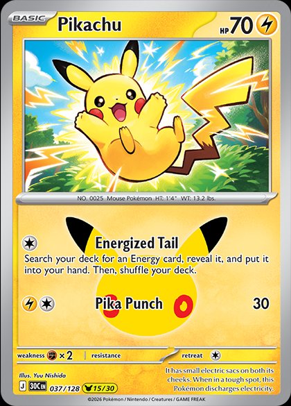 Pikachu 037 — 30th Celebration (English Pokémon TCG card)